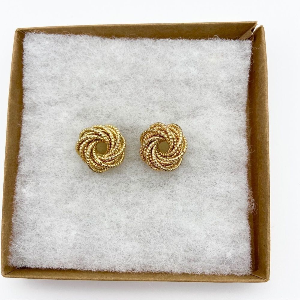 Gold wreath braided post earrings